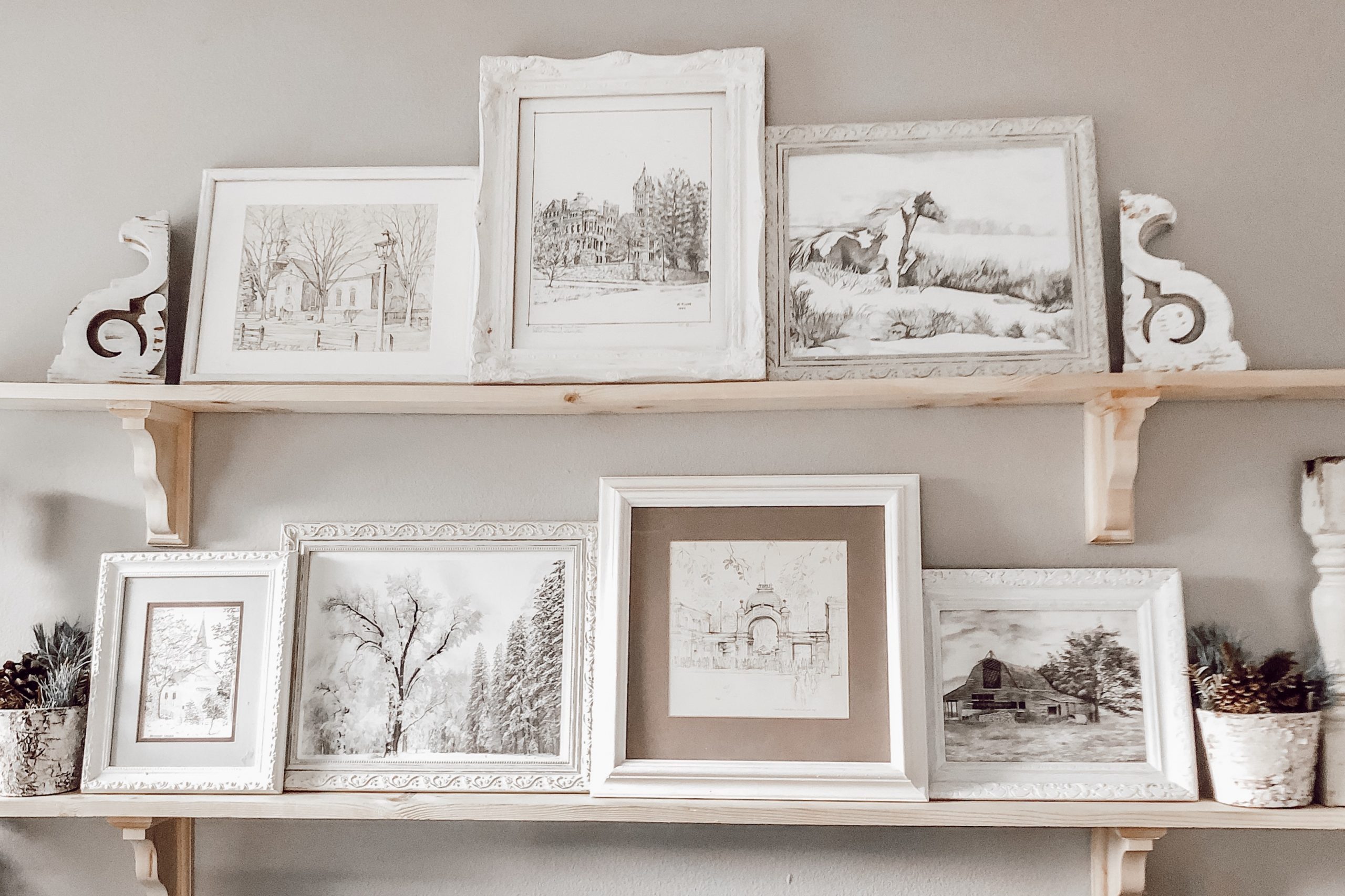 Chalk Painting Old Vintage Frames White & Creating a Neutral Gallery