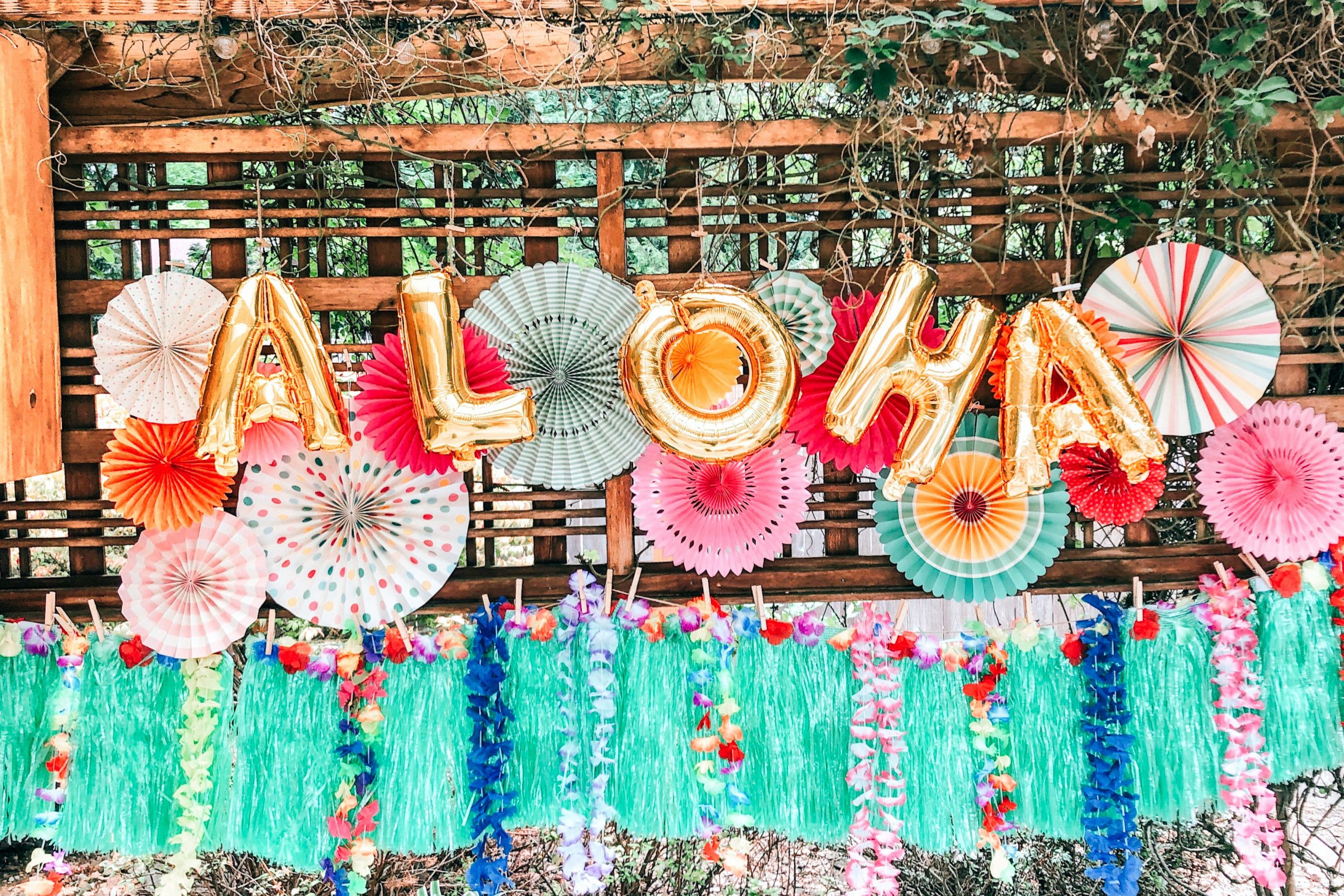 DIY Hawaiian "Aloha" Themed Kid's Backyard Birthday Party - Rain And Pine